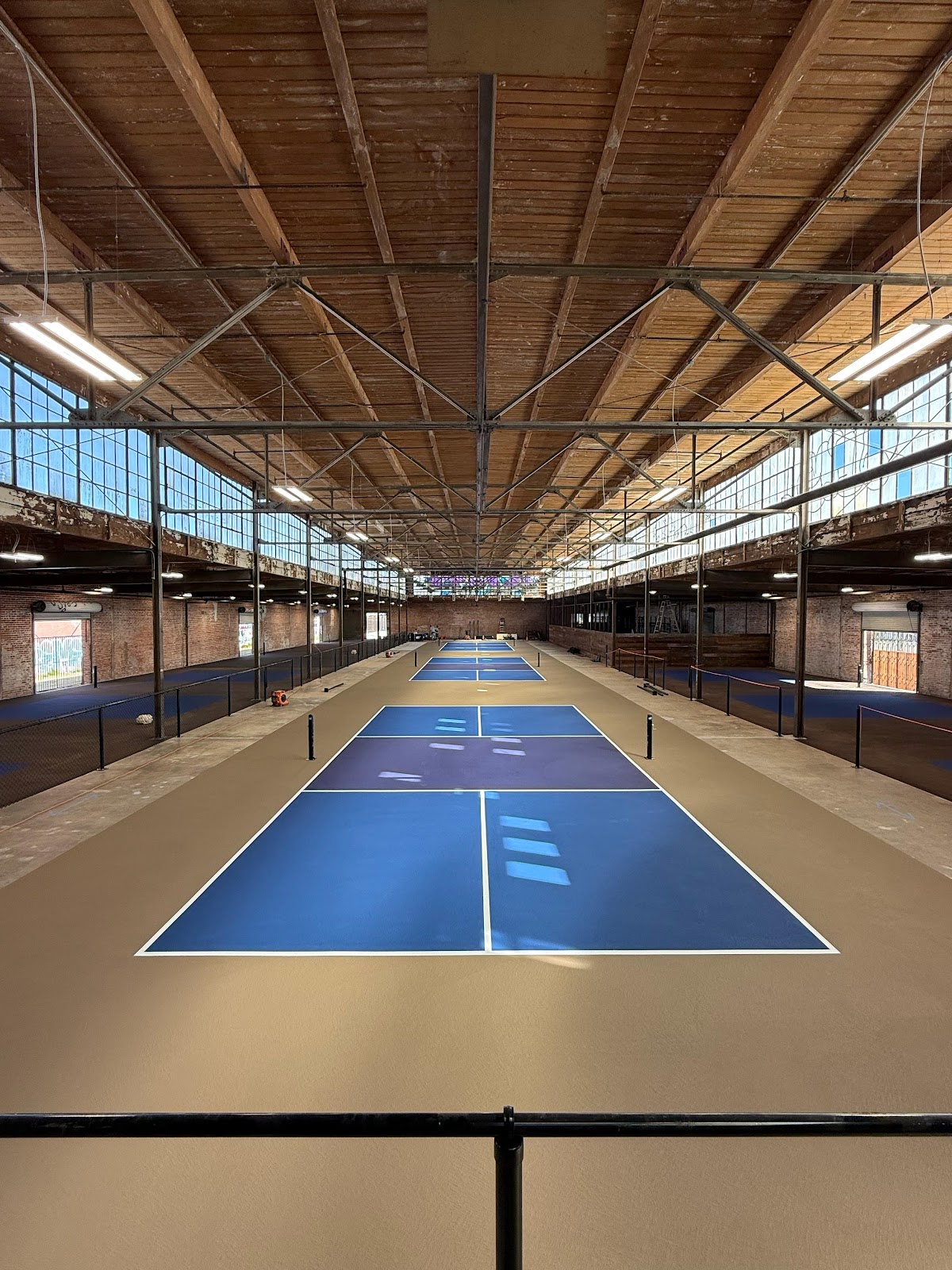 Indoor warehouse pickleball facility