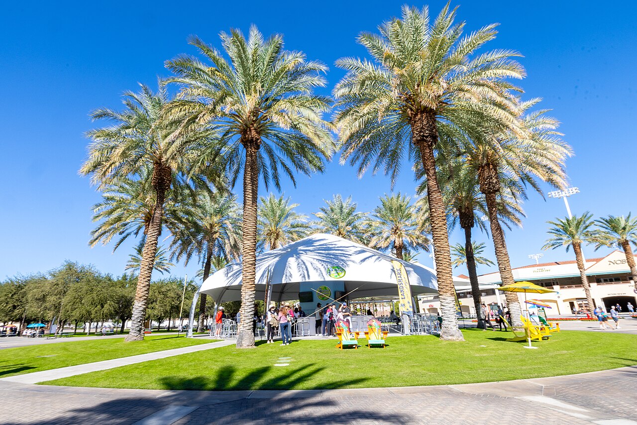 Choura Events Curved Beam Structure at Indian Wells Tennis Garden at 2022 Pickleball Tournament